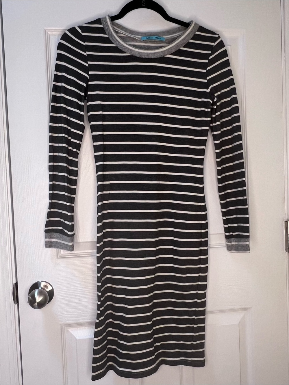 Alice Blue Terry Cloth Striped Gray Dress Sporty Preppy Collegiate Size Small